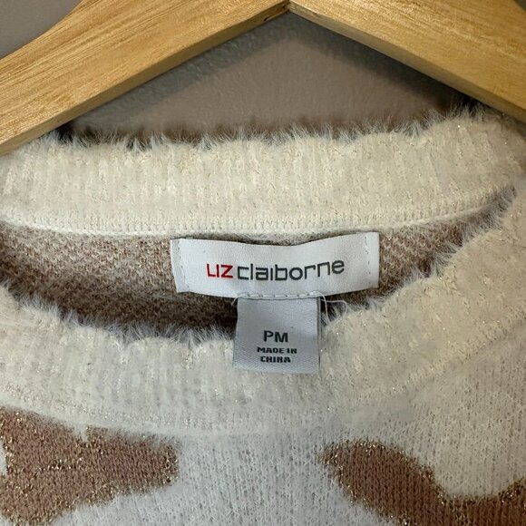 Liz Claiborne Floral Gold Cottagecore Quiet luxury petite womens medium sweater - Picture 3 of 7